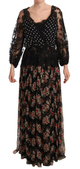 Dolce & Gabbana Black Lace Floral Polka Maxi Capri Dress -   -  Dolce & Gabbana.